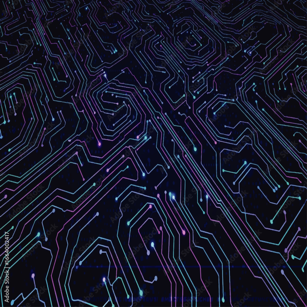 Poster abstract close-up of a circuit board's intricate wiring pattern.