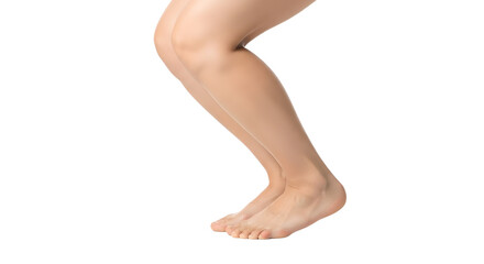Woman's Legs Bent, Barefoot, Isolated