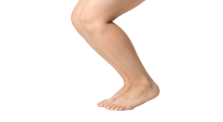 Woman's Legs Bent, Barefoot, Isolated