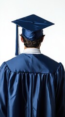 Proud graduate wearing cap and gown, celebrating academic achievement and future success