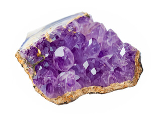 Fototapeta premium macro mineral stone purple amethyst in a white background close up