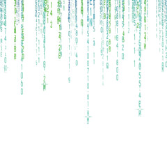 Digital rain of numbers cascades downwards, creating a futuristic, abstract pattern.