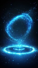 Mesmerizing blue energy vortex with shimmering particles creating a cosmic portal of light