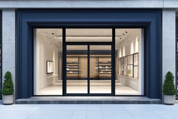 Modern retail storefront with inviting illuminated interior and sleek facade