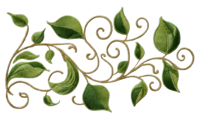 Ornate vine design with stylized leaves.  Intricate scrolling