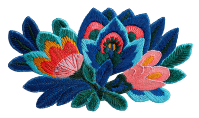 Vibrant embroidered flower bouquet