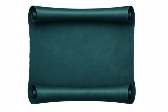 Green scroll unfurling against a transparent backdrop, creating an elegant space for text or design elements - Powered by Adobe