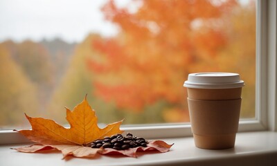 Enjoy cozy autumn vibes with fresh coffee and golden foliage at home, perfect for fall season inspiration