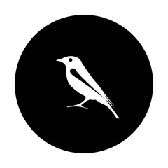 black and white illustration of bird icon