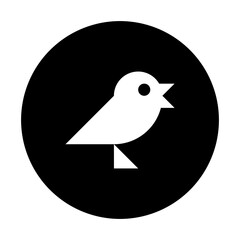 black and white illustration of bird icon
