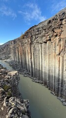Basalt Column Canyon Formation in Iceland