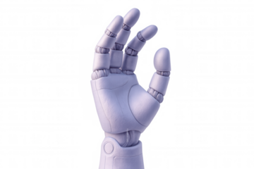 Robotic metallic hand gesturing ok sign, symbolizing cutting-edge technological precision and futuristic digital interaction