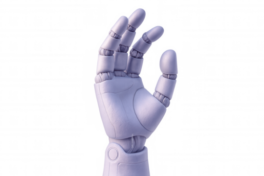 Robotic metallic hand gesturing ok sign, symbolizing cutting-edge technological precision and futuristic digital interaction