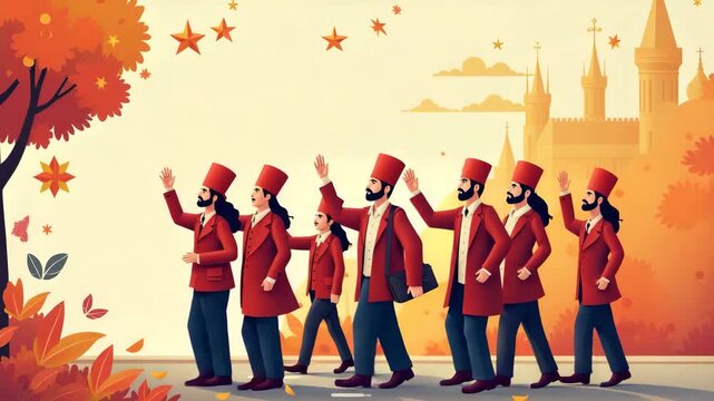 Sophisticated Labour Day Parade Visuals: Refined Layout & Vibrant Colors Showcasing Festive Unity & Professional Artistry in Photo Stock Concept with Left-Side Empty Space