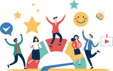 Employee engagement, commitment or motivation to success with company, staff dedication or job satisfaction, productivity or employee recognition 
