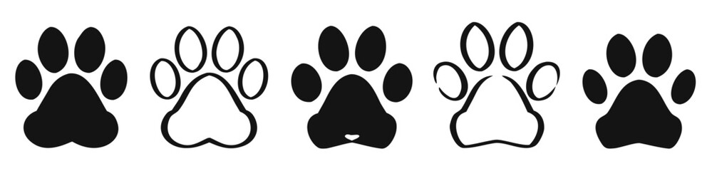 Paw print icon collection. Vector illustration. 
