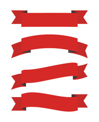 Red ribbons set. Red banners. Vector illustration 
