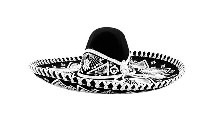 Elegant Black Sombrero with White Embroidery
