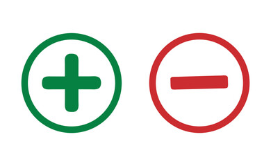 Obraz premium Plus and minus sign set. Vector illustration 