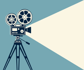 Retro cinema projector on poster. Vector 
