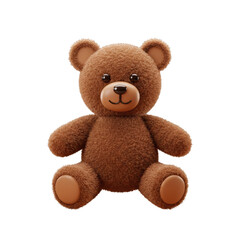A brown teddy bear, sitting, with a friendly expression, Isolated on a Transparent Background, PNG, Cutout