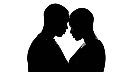 Silhouetted Couple Embracing in the Dark