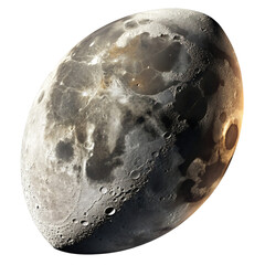 Detailed view of the moon s surface showing craters and mountains isolated on transparent background