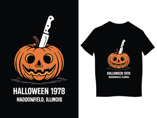 Halloween 1978 Pumpkin and Knife Tshirt Design