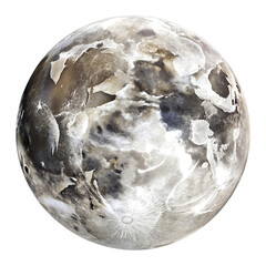 Realistic textured alien planet with clouds and landmasses isolated on transparent background