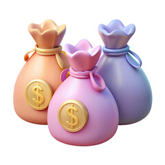 Three Colorful Money Bags with Dollar Symbols