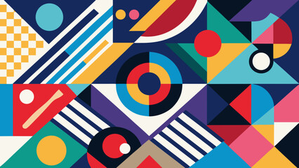 Obraz premium Abstract geometric composition with shapes and colors