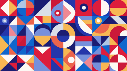 Obraz premium Geometric shapes in red blue yellow and white pattern