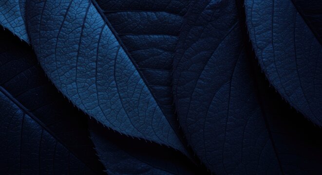 Detailed close-up of textured blue leaves creates a natural abstract background or artistic botanical design element
