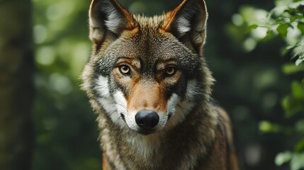 Wild Wolf in the Forest, The Fierce Gaze of Nature’s Predator