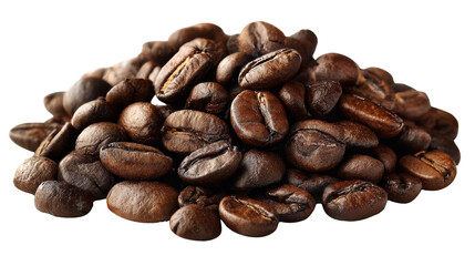 Obraz premium Pile of roasted coffee beans on white isolated background.