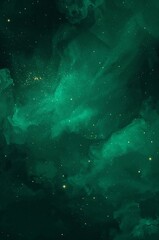 Obraz premium emerald green background, cosmic nebula texture, starry night effect, dreamy abstract art, glowing spark particles, luxury green backdrop, shimmering celestial design, mystical cosmic tones, elegant
