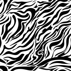 Full seamless zebra animal skin pattern. Black and white design for textile fabric printing. Suitable for fashion use.