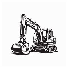 Excavator Logo Design Vector for Construction or Heavy Equipment Branding