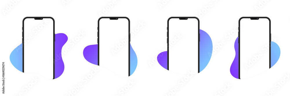 Poster phone with liquid gradient element vector for modern mobile technology, fluid ui, and digital conten
