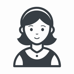 Simple icon of a smiling woman with short hair avatar