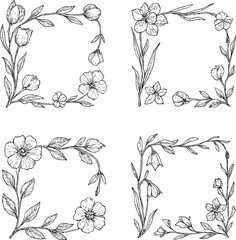 Vector floral background with flowers leaves and decorative elements for design and pattern