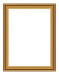Golden photo frame, empty border design, vintage rectangular frame for artwork, picture, painting, or certificate decoration
