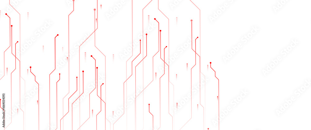 Poster vector abstract technology on a red background. technology black circuit diagram.