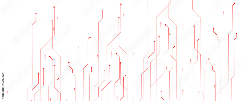 Poster vector abstract technology on a red background. technology black circuit diagram.