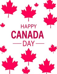 Vibrant red maple leaves background with "Happy Canada Day" text
