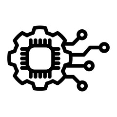 Obraz premium Digital Innovation Electronics Chip Outline Icon