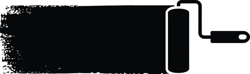 Black paint roller with textured stroke illustration