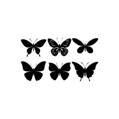 6 different butterfly silhouette vector icons set 