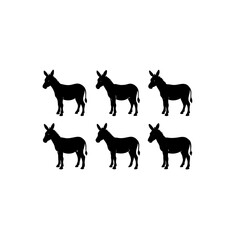 6 different donkey silhouette vector icons set on 