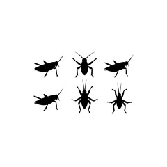 6 different grasshopper silhouette vector icons se